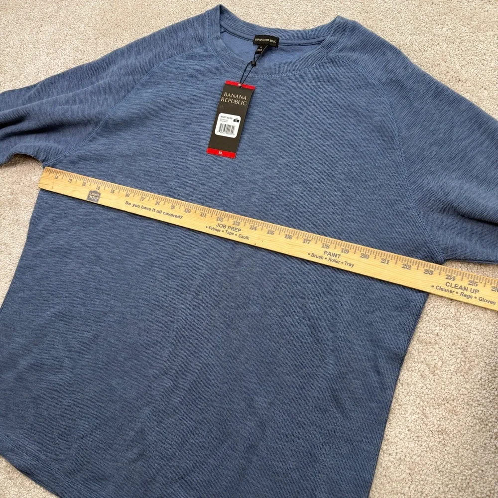 NEW Banana Republic Mens XL Double Knit Crew Vintage Indigo Blue Sweatshirt